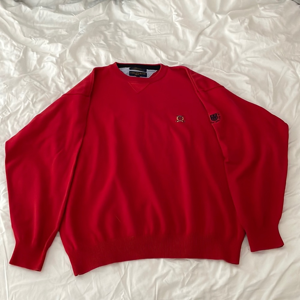 Vintage Thrifted Red Tommy Hilfiger Golf Sweater Size: Large